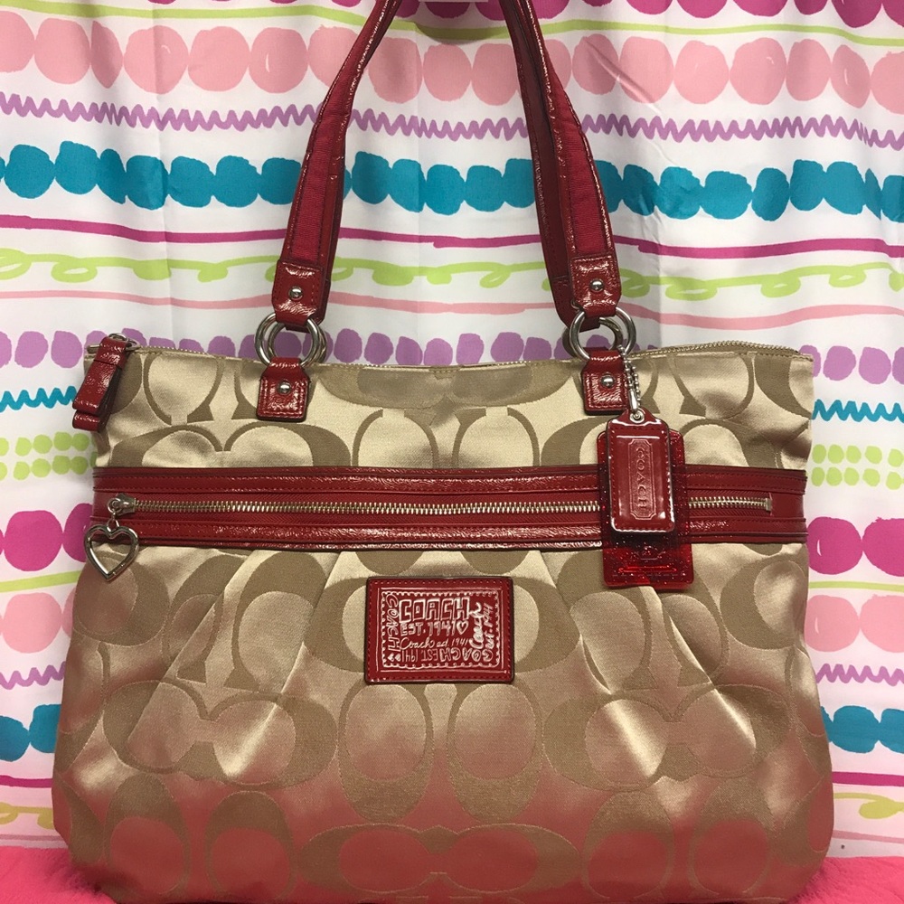 RARE COACH POPPY DAISY SIGNATURE GLAM TOTE BAG